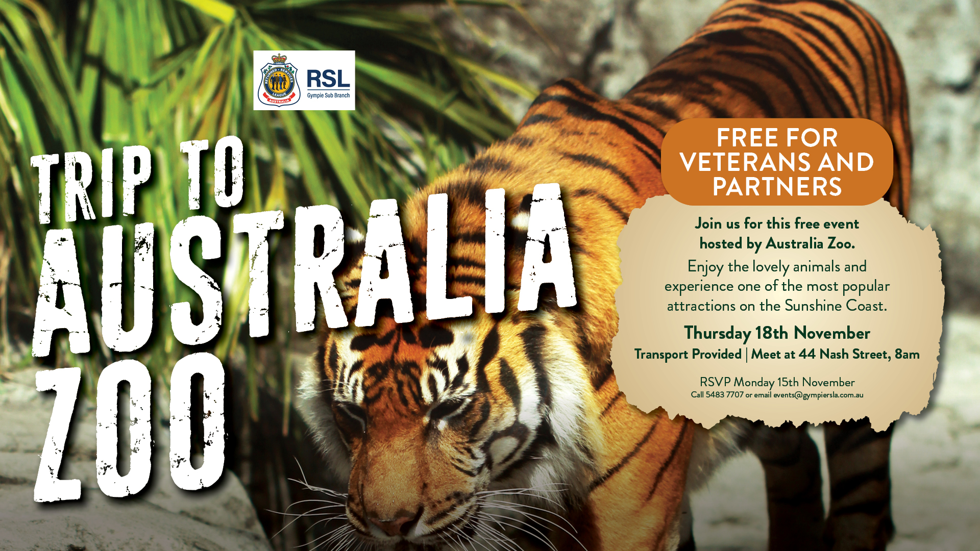 Trip to Australia Zoo - BOOKED OUT - Gympie RSL